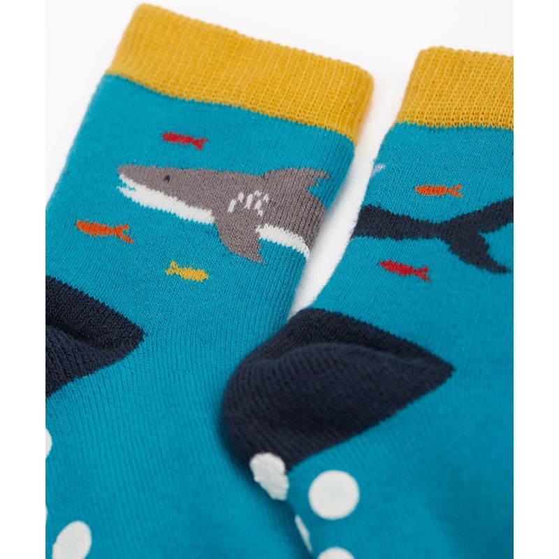 Frugi Baby/Toddler Grippy Socks - 2 Pack - Whale/Dino