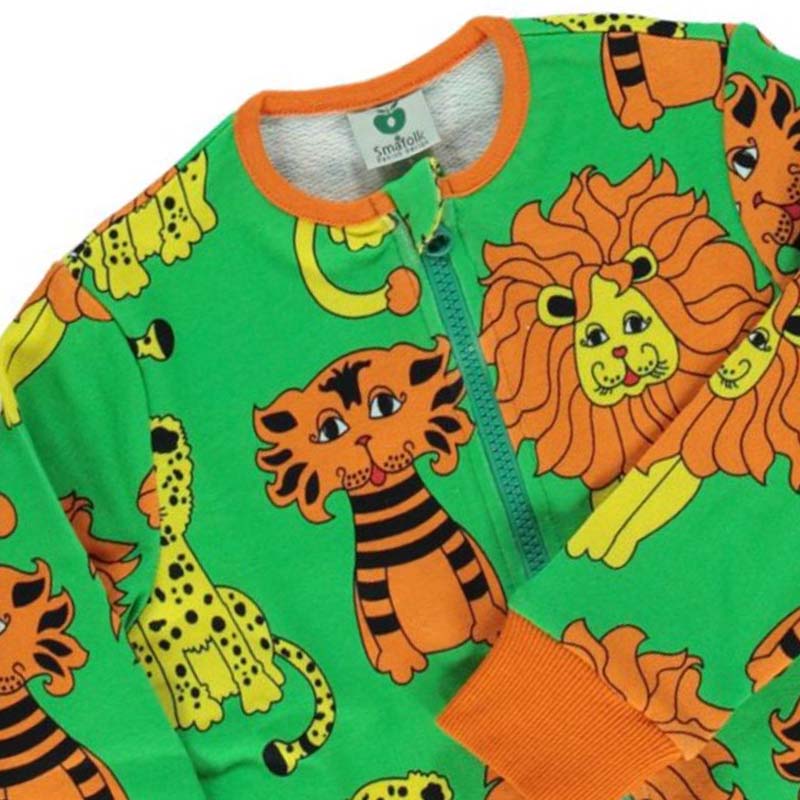 -30% off- Smafolk Lion, Tiger & Leopard Zipper Sweatshirt - Green (Last one! 1-2y)