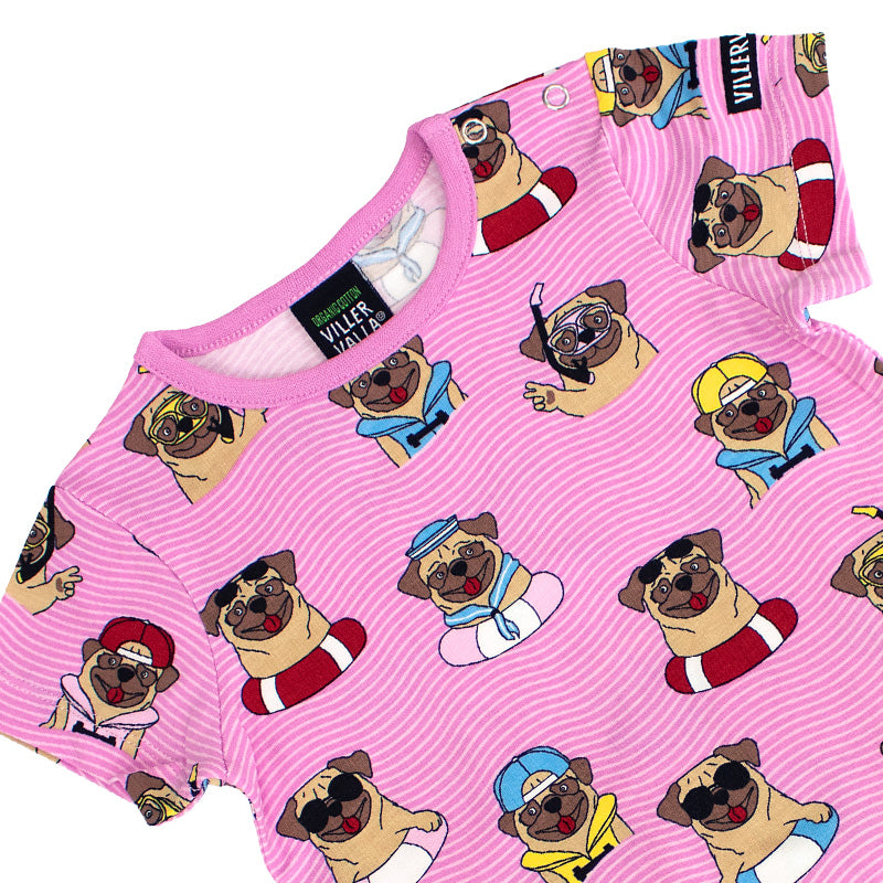 -30% off- Villervalla Pool Dogs Bodysuit - Short Sleeve - Blossom Pink