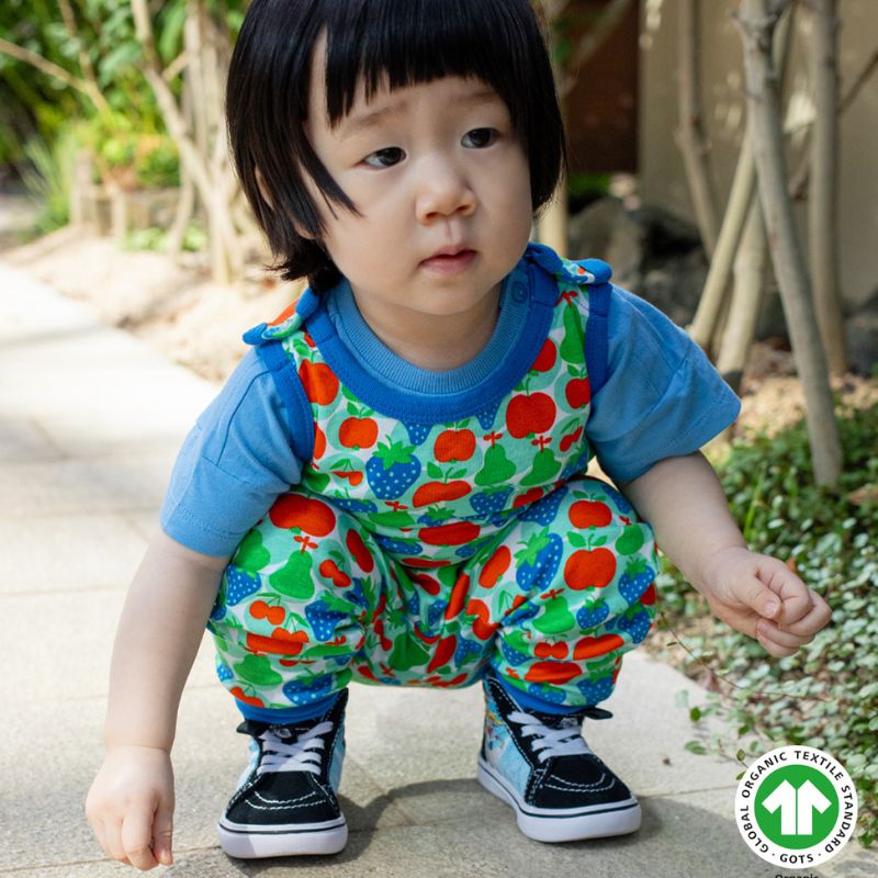 DUNS Sweden Fruit Dungarees - Beach Glass Blue