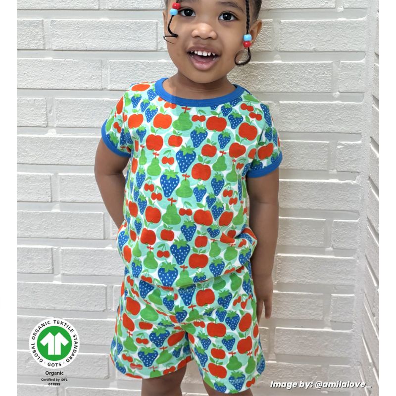 DUNS Sweden Kids Fruit T-shirt and shorts - Beach Glass Blue