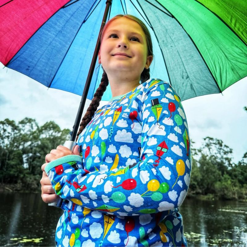 DUNS Sweden Kids Kite and Clouds Long Sleeve Top - Blue