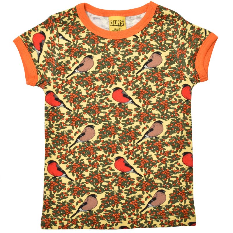 DUNS Sweden Kids Bullfinch Bird T-shirt - Yellow Cream