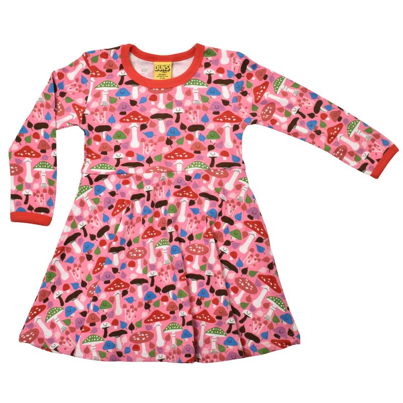 DUNS Sweden Mushroom Skater Dress - Pink - Long Sleeve
