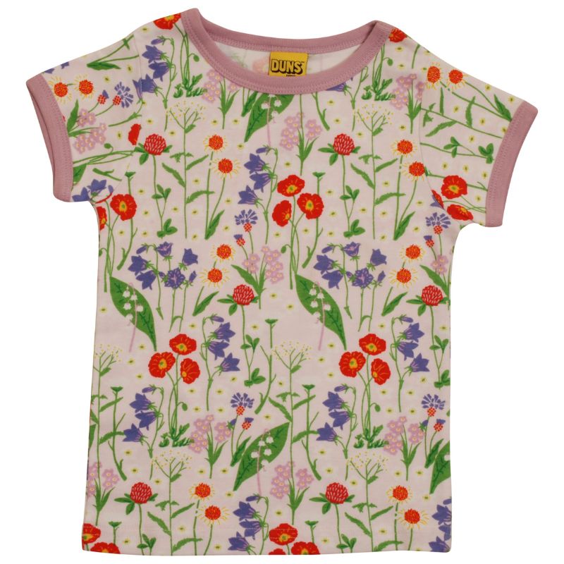 DUNS Sweden Kids Midsummer Flowers T-shirt - Cradle Pink