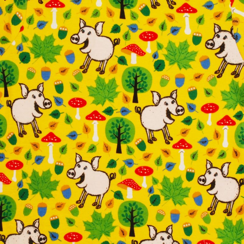 DUNS Sweden Kids Pigs and Acorns T-shirt - Lemon Chrome Yellow