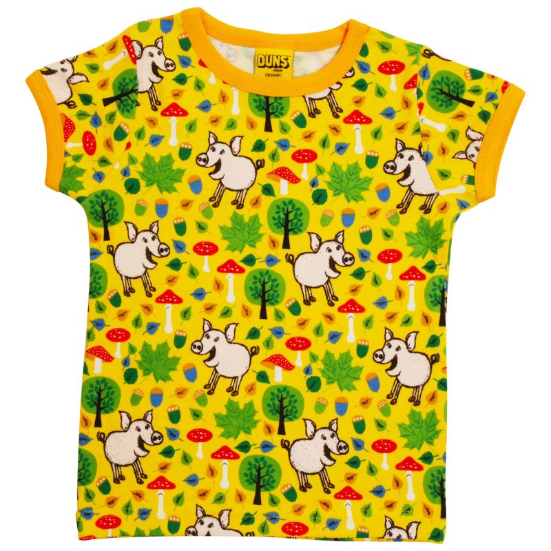 DUNS Sweden Kids Pigs and Acorns T-shirt - Lemon Chrome Yellow