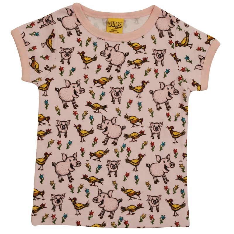 DUNS Sweden Kids Pigs and Chicks T-shirt - Heavenly Pink