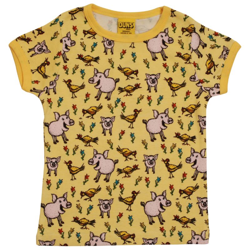 DUNS Sweden Kids Pigs and Chicks T-shirt - Pale Banana Yellow