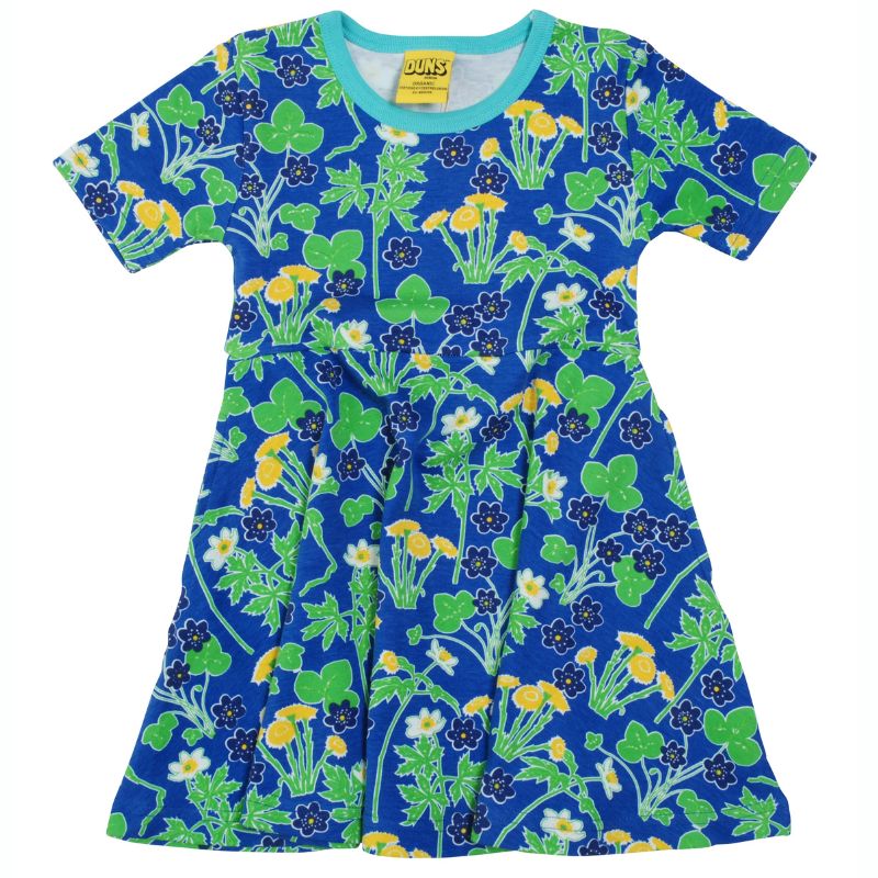 DUNS Sweden Kids Coltsfoot Skater Dress - Short Sleeve - Blue