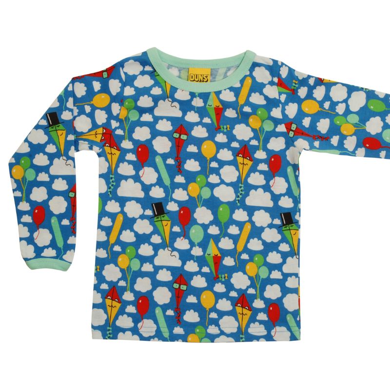 DUNS Sweden Kids Kite and Clouds Long Sleeve Top - Blue