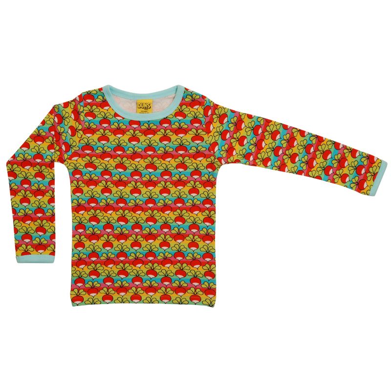 DUNS Sweden Kids Radish Long Sleeve Top - Rainbow Mini Stripe