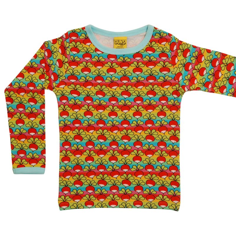 DUNS Sweden Kids Radish Long Sleeve Top - Rainbow Mini Stripe