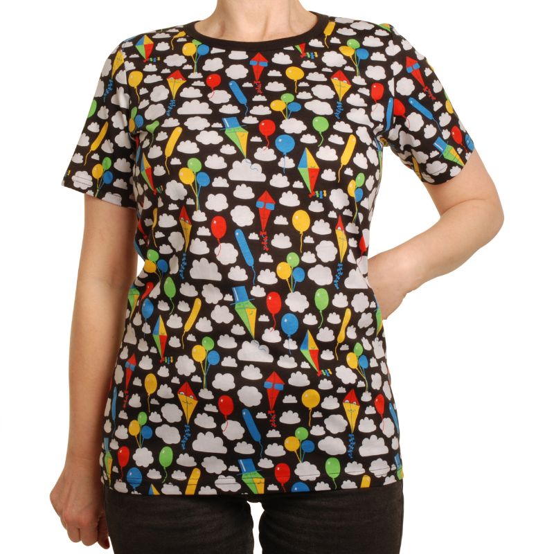 DUNS Sweden Adult Kite and Clouds T-Shirt - Black