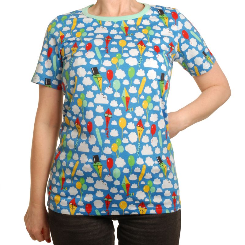 DUNS Sweden Adult Kite and Clouds T-Shirt - Blue