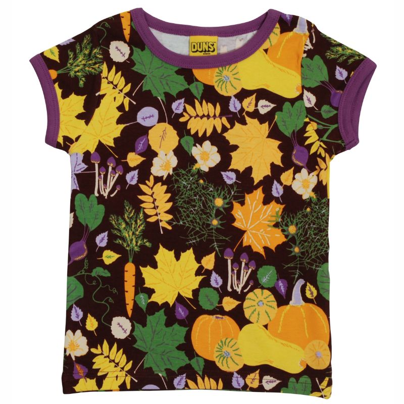 DUNS Sweden Kids Fall Flowers T-shirt - Brown/Purple