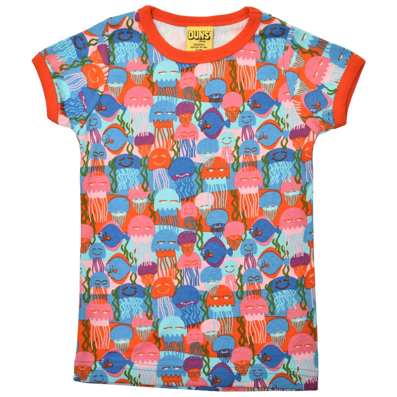 DUNS Sweden Kids Jellyfish T-shirt - Blue/Red