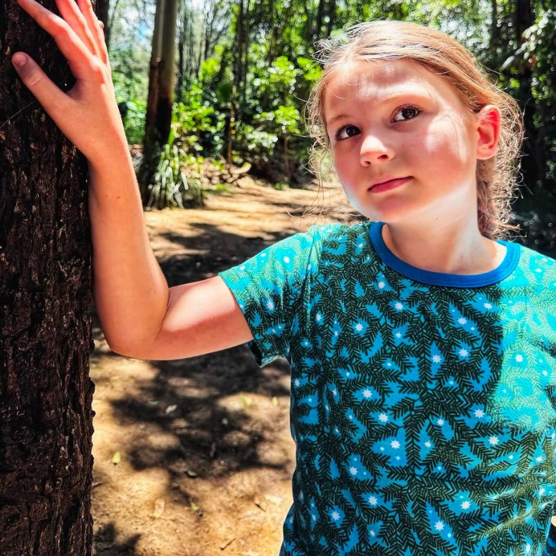 DUNS Sweden Kids Pine Needle T-shirt - Blue