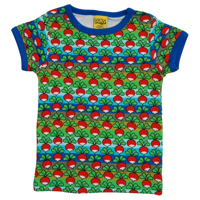 DUNS Sweden Kids Radish T-shirt - Rainbow Stripe - Blue/Green