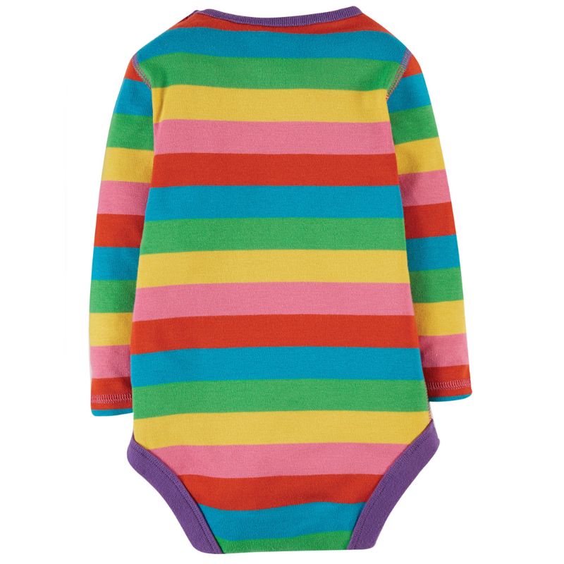 Frugi Libby Kids Rainbow Stripe Leggings - Foxglove - Scandi Down
