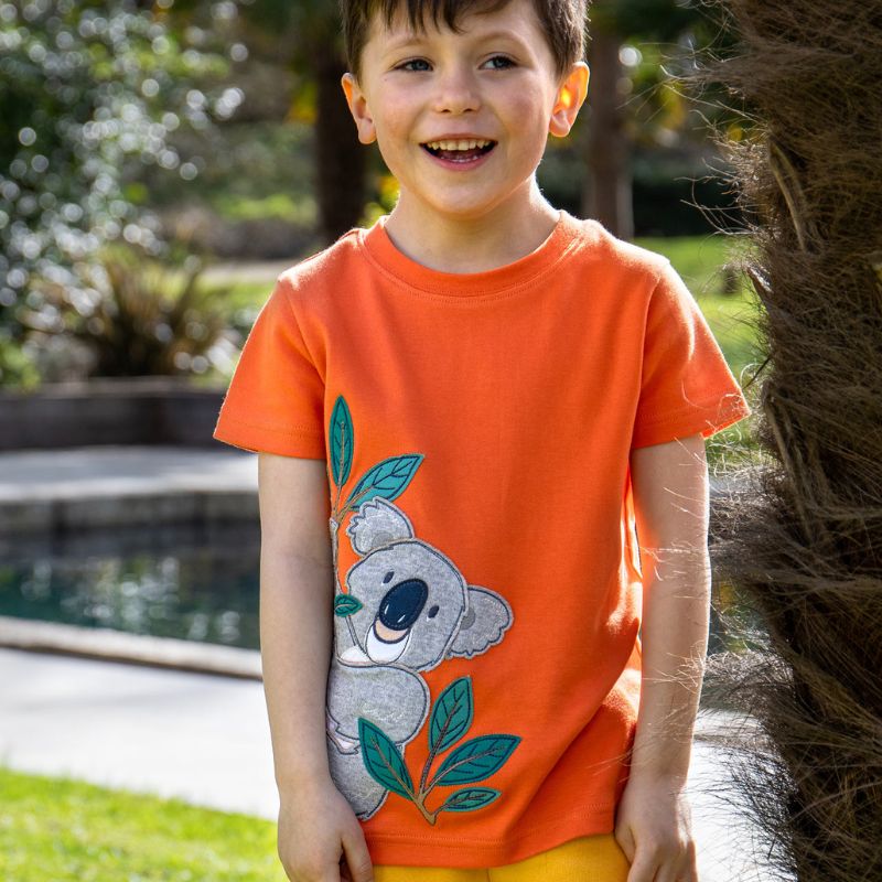 Frugi Carsen Appliqué T-shirt - Cool Koala