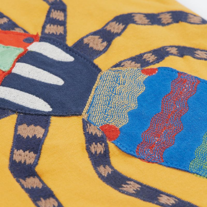 Frugi Carsen Appliqué T-shirt - Bumblebee/Peacock Spider