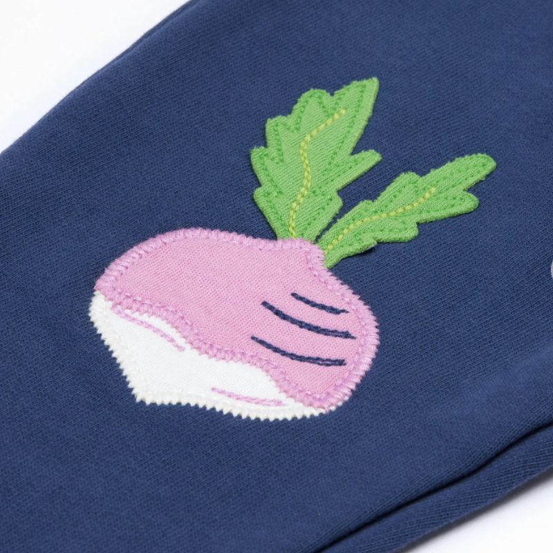 Frugi Character Crawlers Sweatpants - Navy Blue/Veg