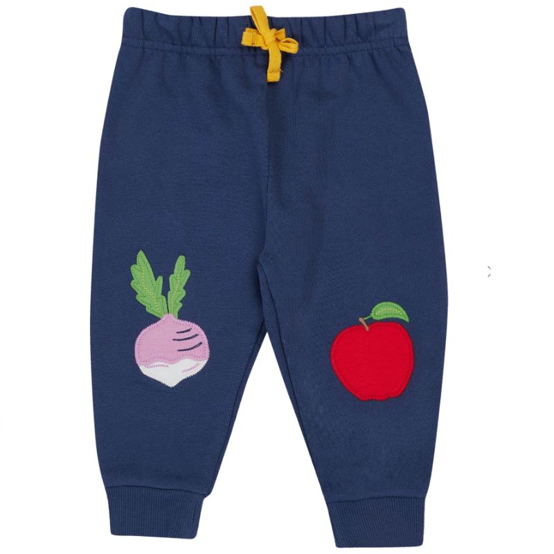 Frugi Character Crawlers Sweatpants - Navy Blue/Veg