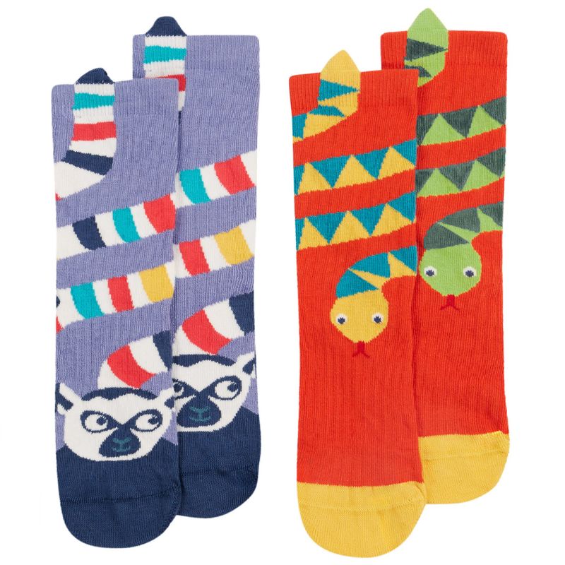 Frugi Character Socks - 2 Pack - Snake/Lemur Multipack