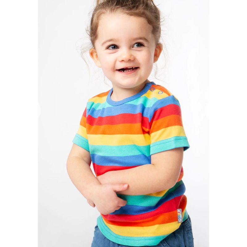 Frugi Favourite T-shirt - Rainbow Stripe
