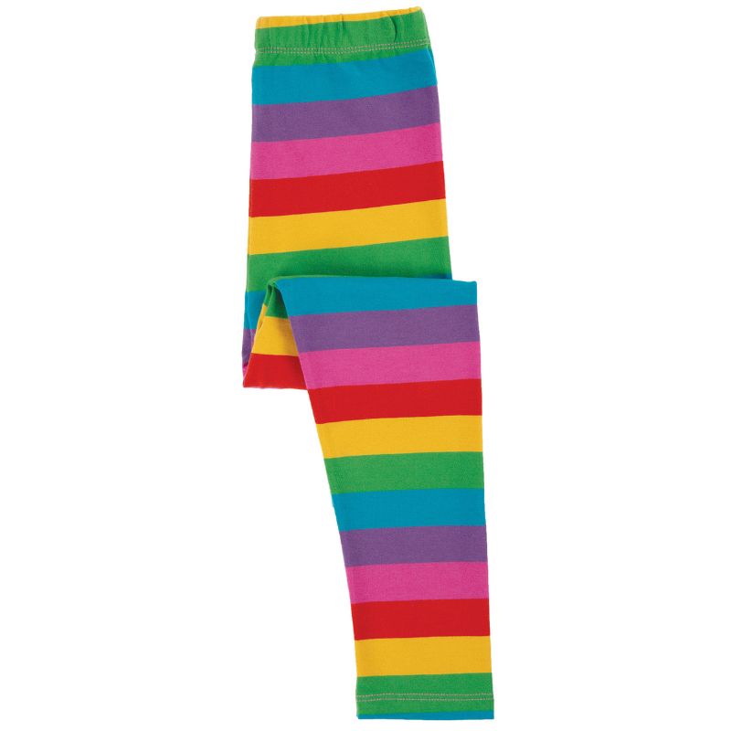 Frugi Libby Kids Rainbow Stripe Leggings - Foxglove