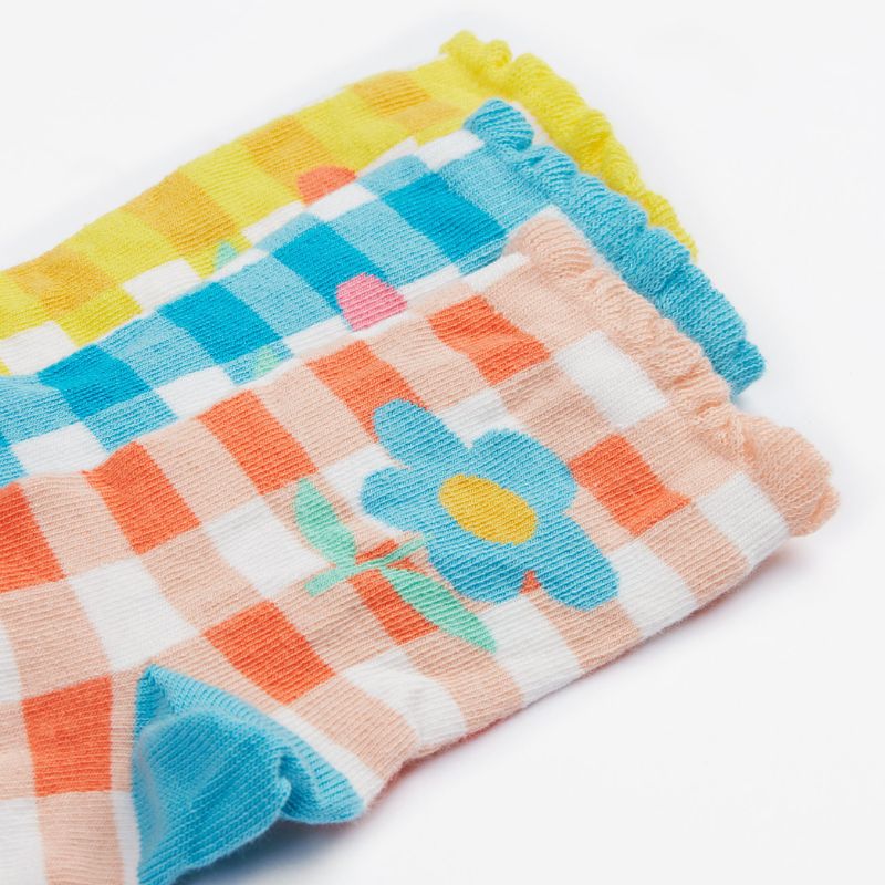 Frugi Freya Frilled Socks - 3 Pack - Gingham Multipack