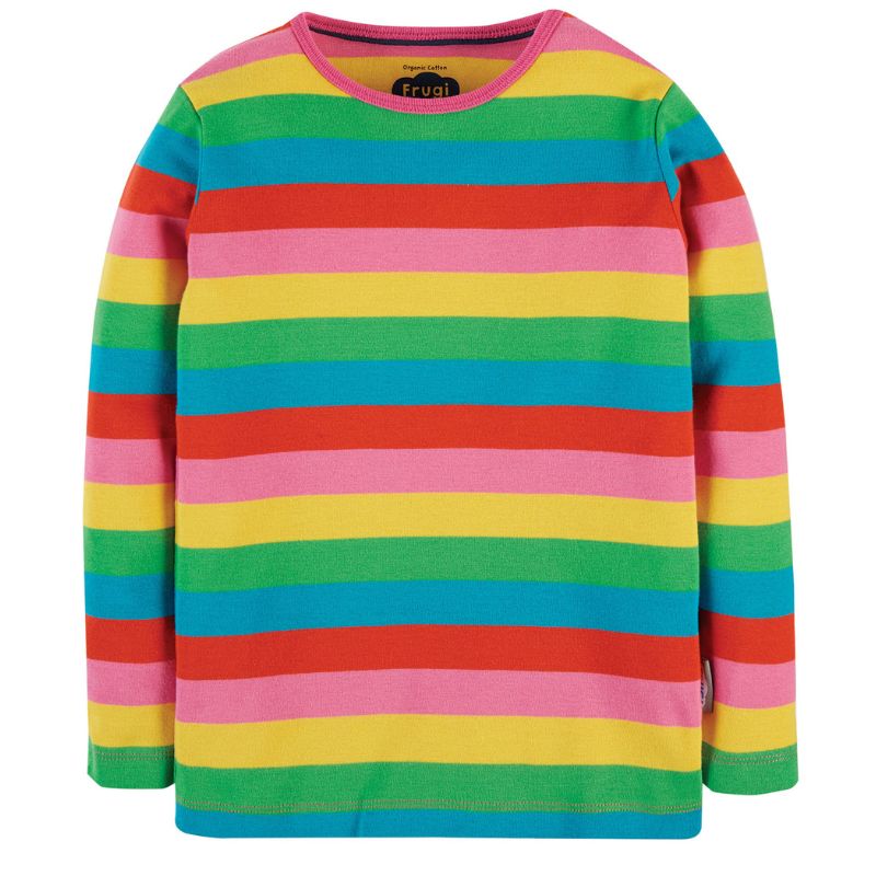 Frugi Favourite Long Sleeve Top - Foxglove Rainbow Stripe