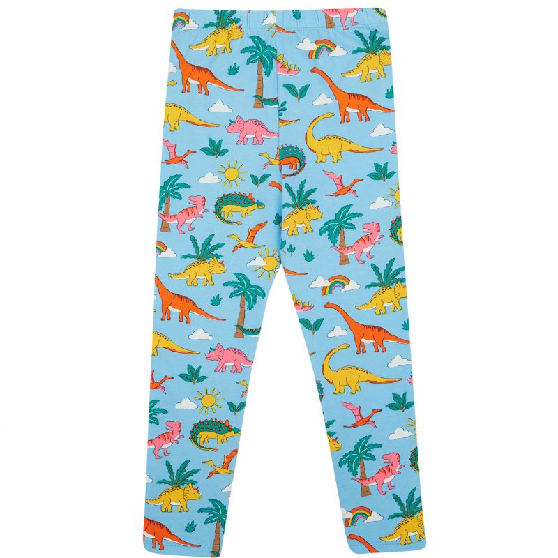 Frugi Libby Kids Leggings - Bluebird Dinoland