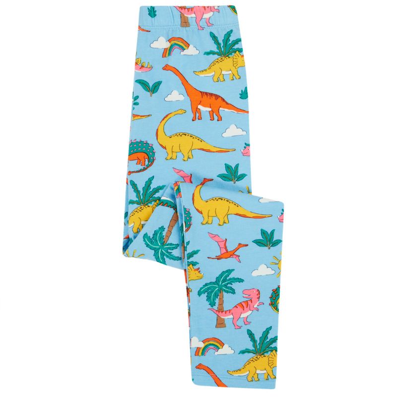 Frugi Libby Kids Leggings - Bluebird Dinoland