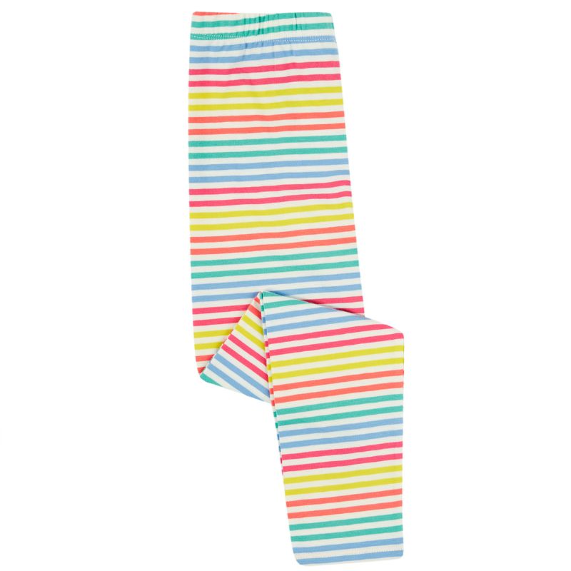 Frugi Libby Kids Leggings - Cornflower Rainbow Stripe