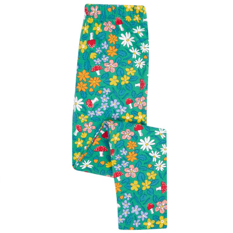 Colorful floral-patterned leggings on a white background