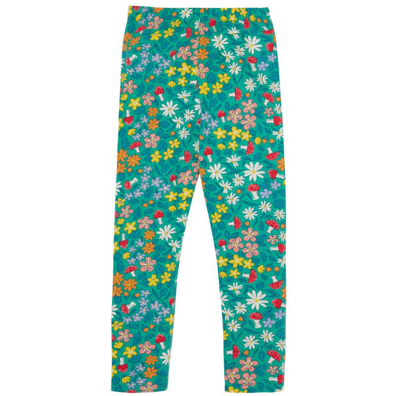 Colorful floral-patterned leggings on a white background