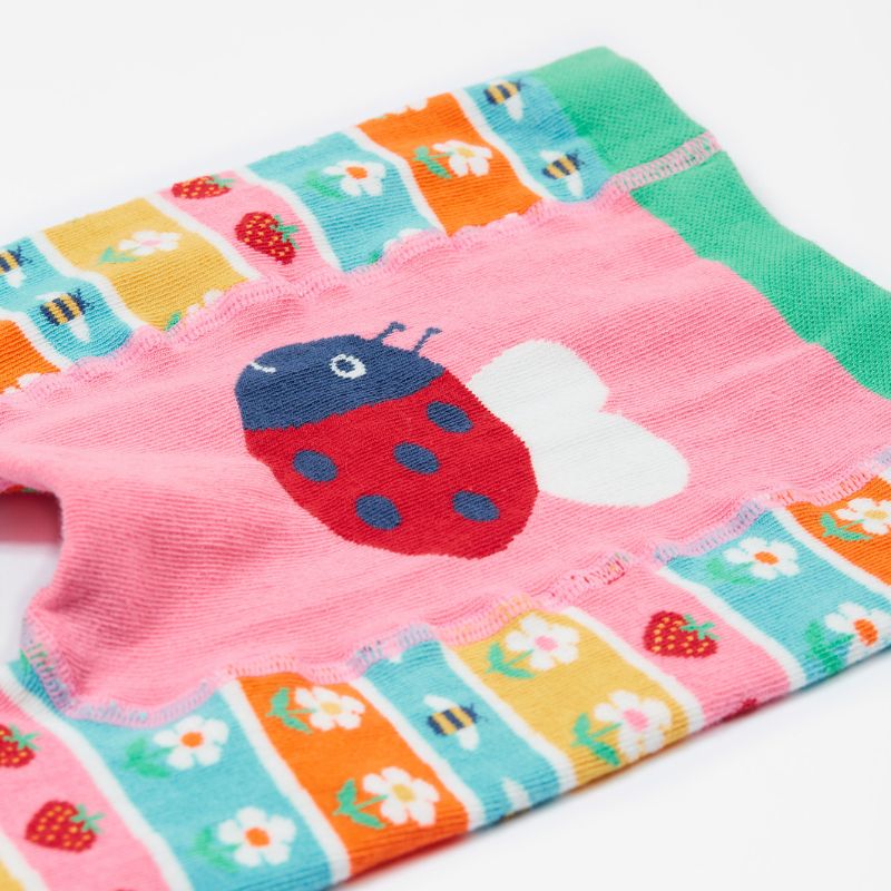 Frugi Little Knitted Leggings - Daisy Fair Isle/Ladybird
