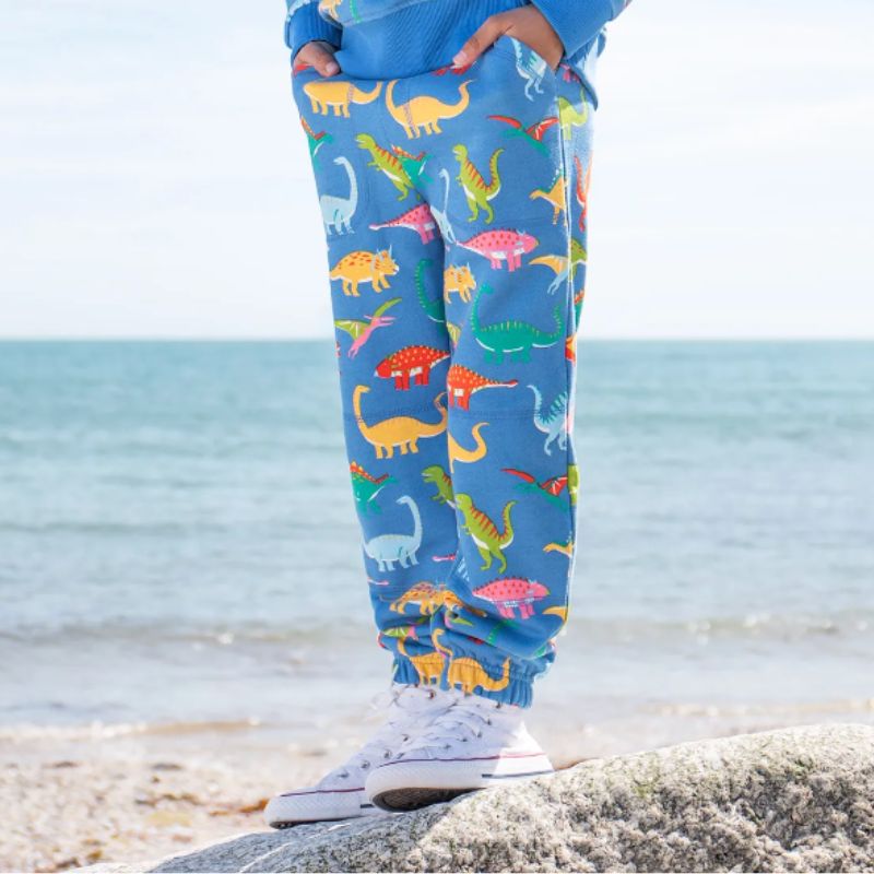 Frugi Malpas Jogger Sweatpants - Cobalt Dino-Roar