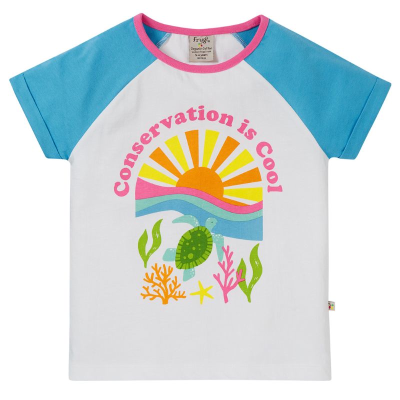 Frugi Nyomi Raglan T-shirt - Soft White/Conservation