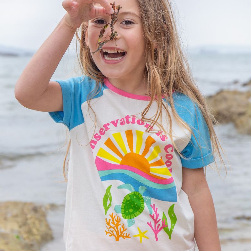 Frugi Nyomi Raglan T-shirt - Soft White/Conservation