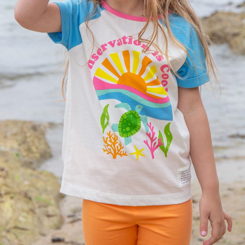 Frugi Nyomi Raglan T-shirt - Soft White/Conservation