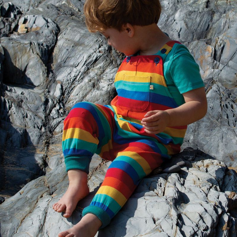 Frugi Parsnip Dungarees - Rainbow Stripe