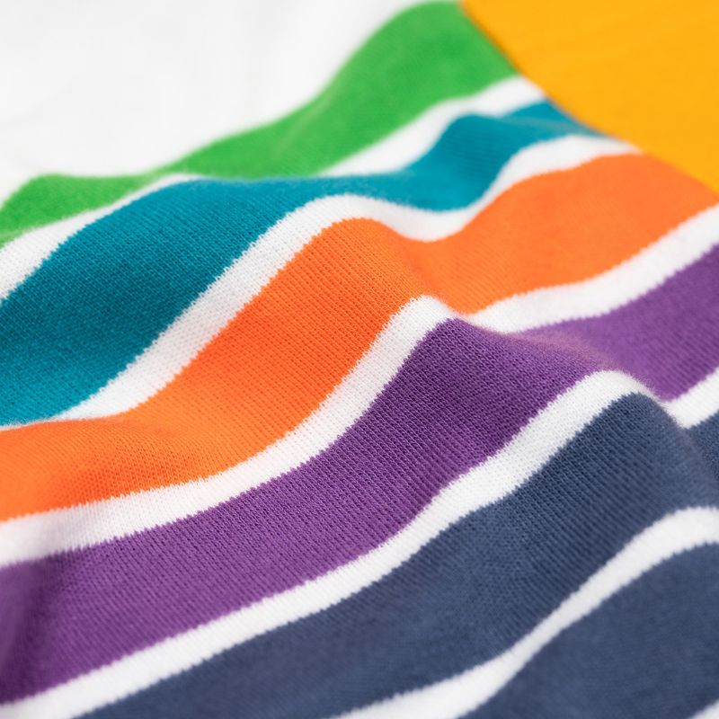 Close-up of colorful striped fabric with wavy pattern
