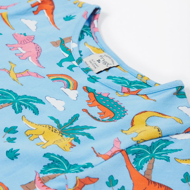 Frugi Sunshine Skater Dress - Short Sleeve - Bluebird Dinoland