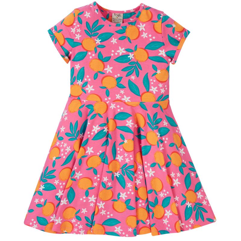 Frugi Summer Skater Dress - Short Sleeve - Orange Blossom