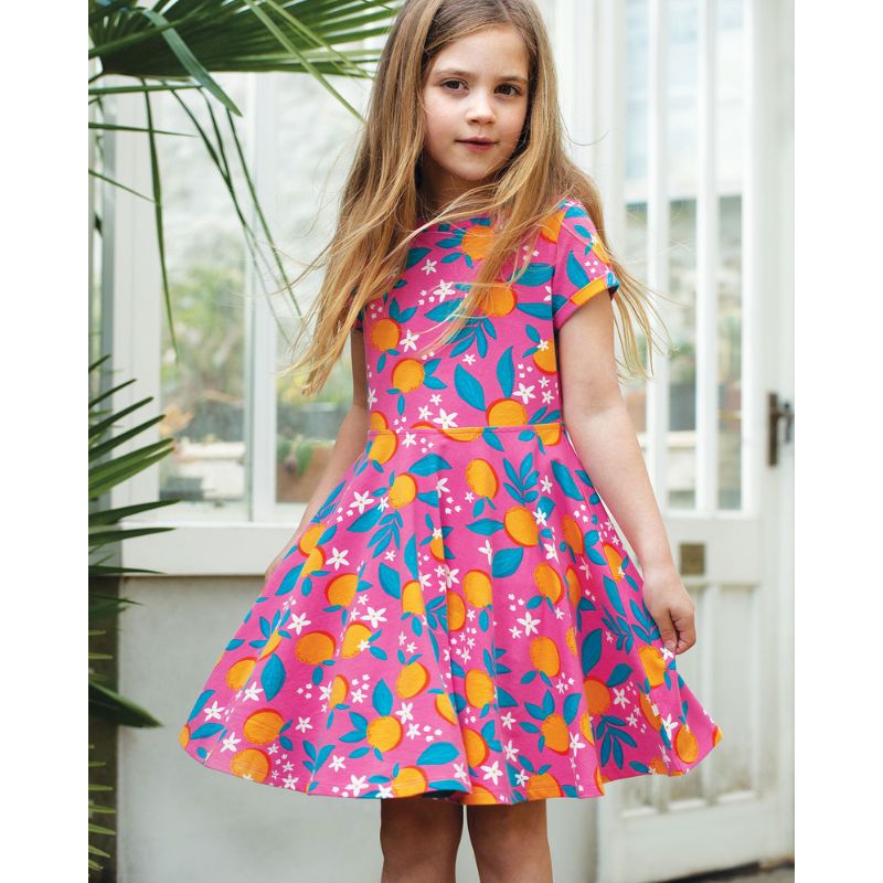 Frugi Summer Skater Dress - Short Sleeve - Orange Blossom