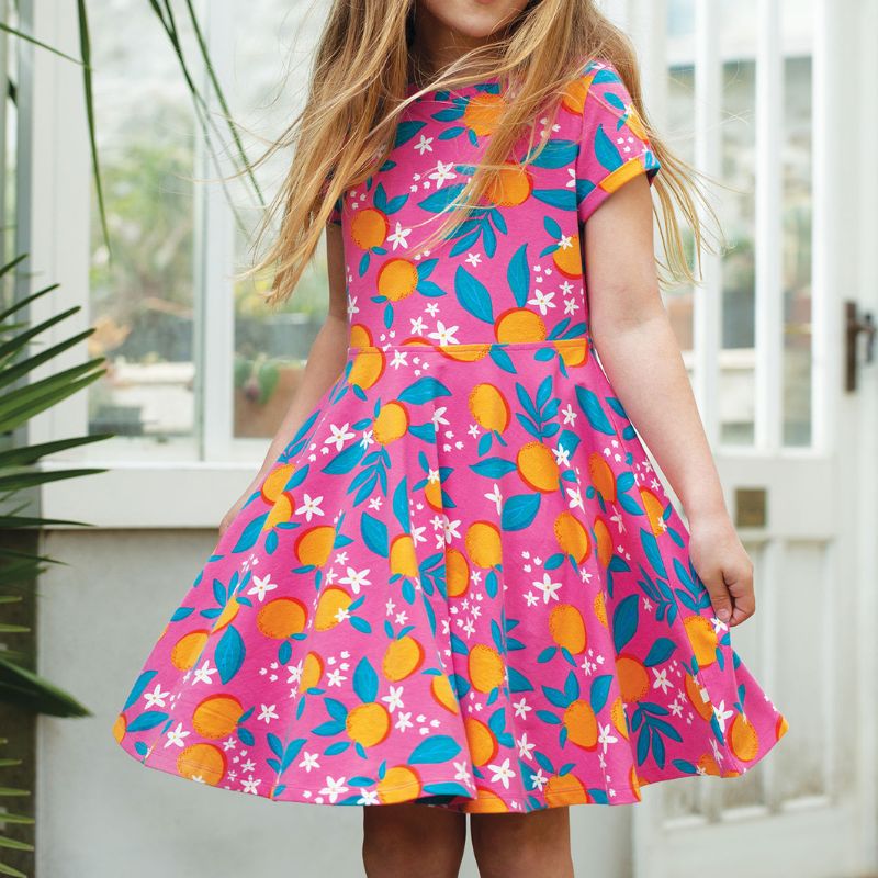 Frugi Summer Skater Dress - Short Sleeve - Orange Blossom