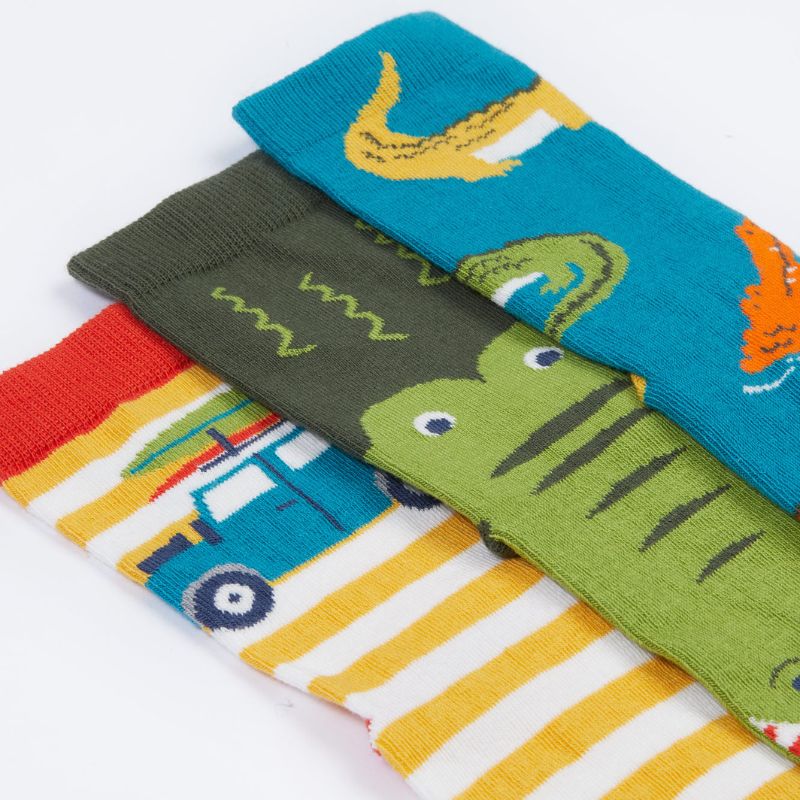 Frugi Rock My Socks - 3 Pack - Crocodile Multipack